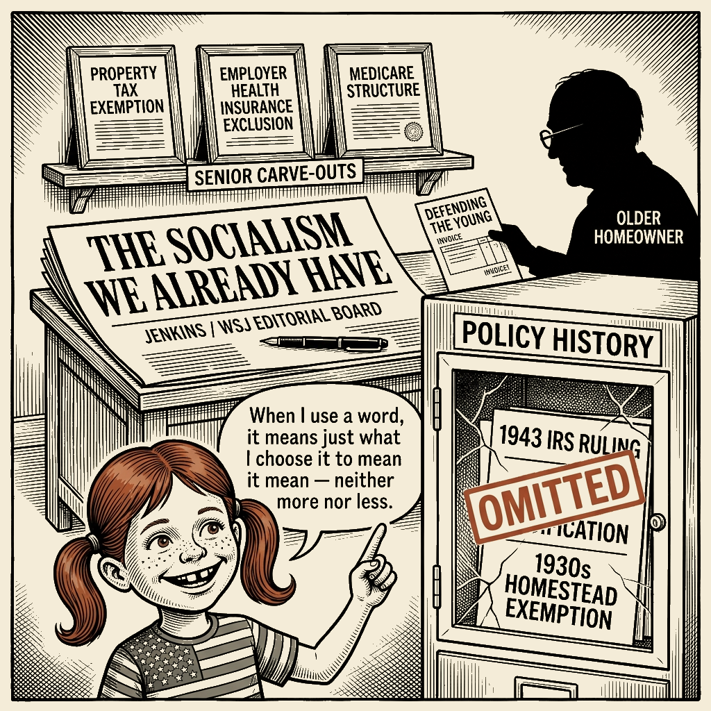 Political meme cartoon by Mimi Wright-Fubar: The Word Means Just What He Chooses It to Mean