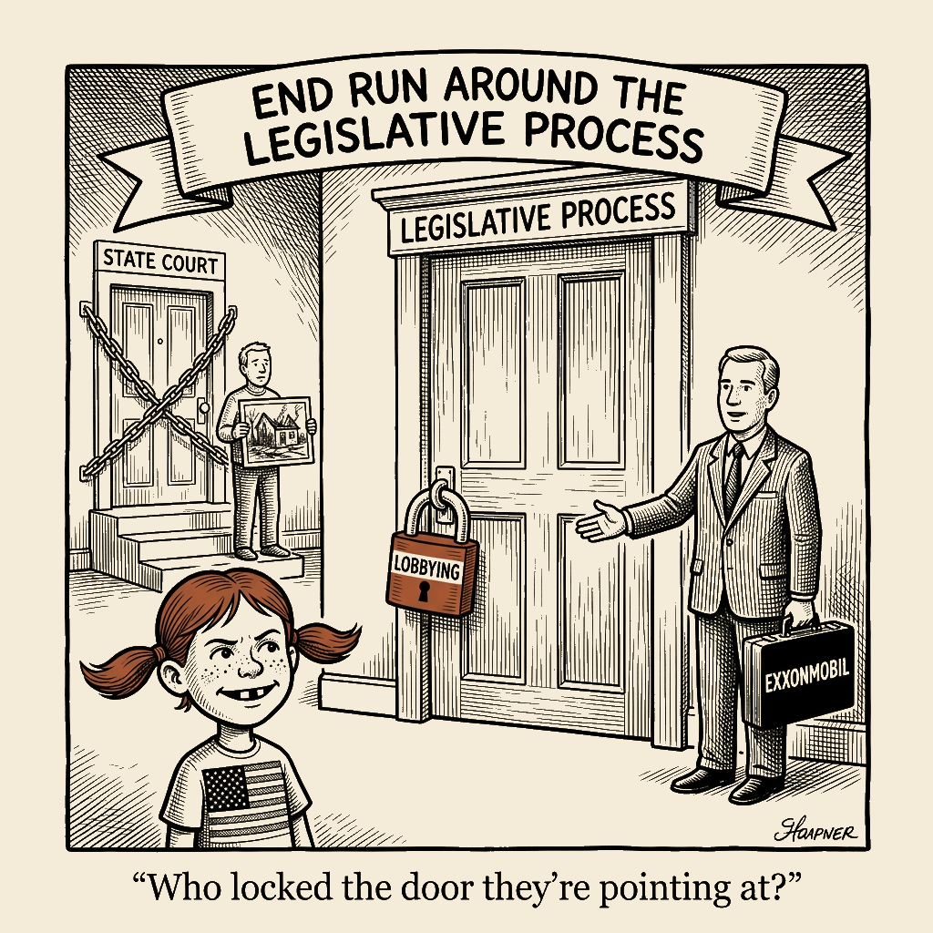 Political meme cartoon by Mimi Wright-Fubar: They Locked the Door They're Pointing At
