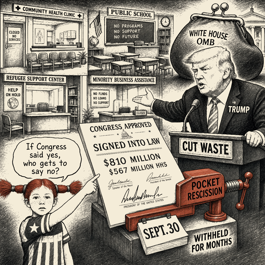 Political meme cartoon by Mimi Wright-Fubar: Waste for Whom?