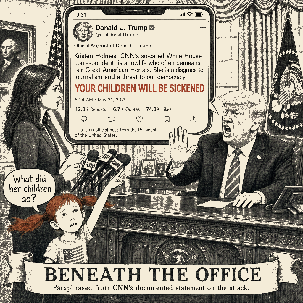 Political meme cartoon by Mimi Wright-Fubar: What Did Her Children Do?