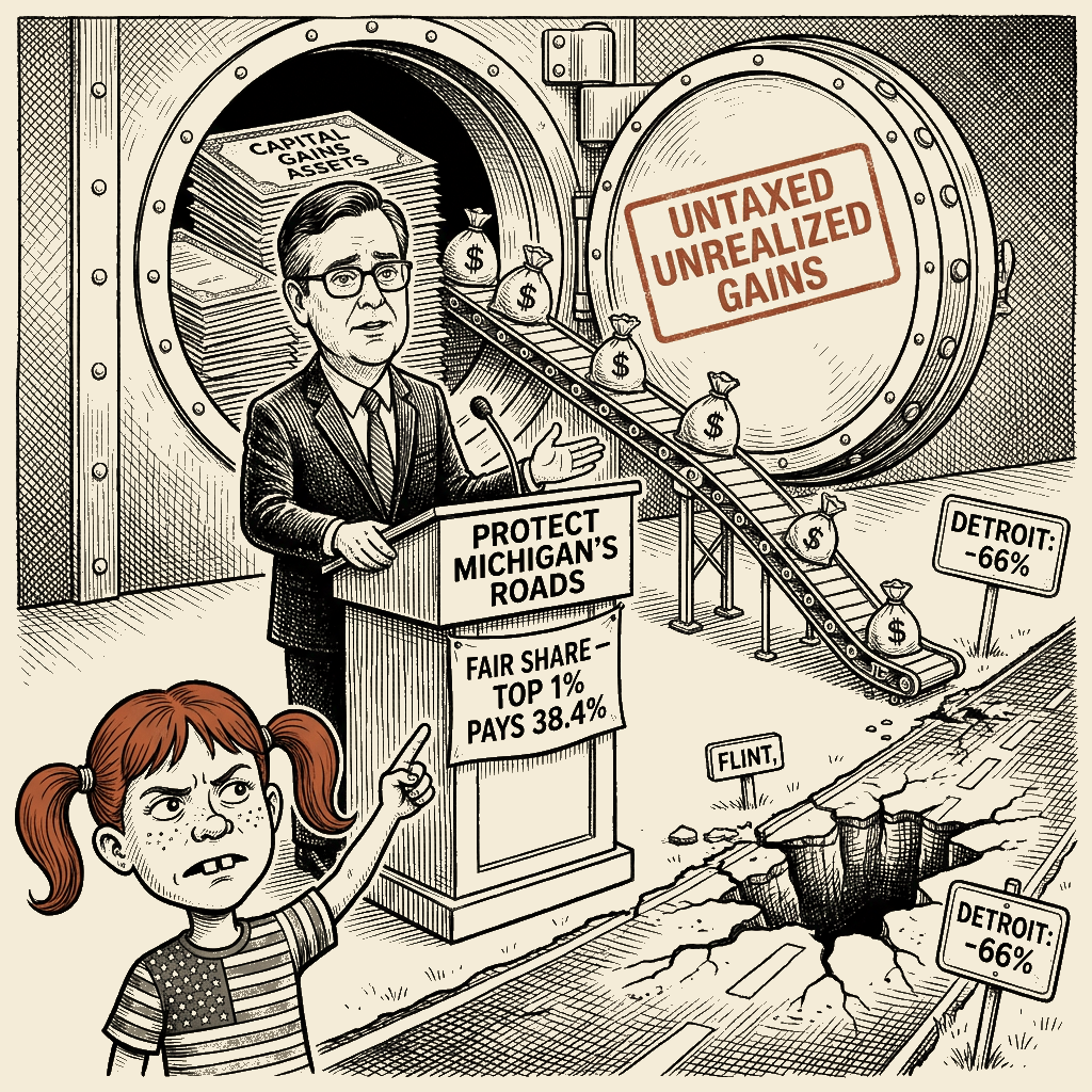 Political meme cartoon by Mimi Wright-Fubar: Where the money actually goes