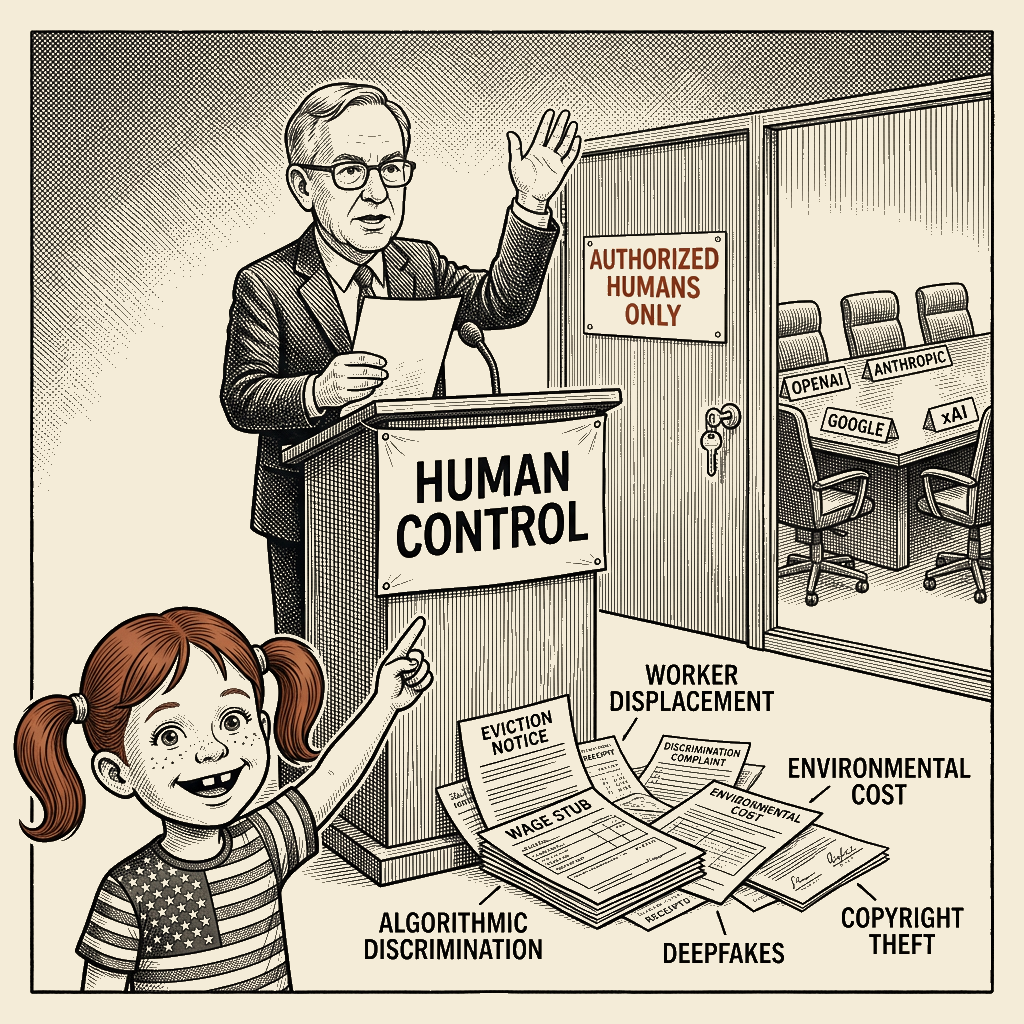Political meme cartoon by Mimi Wright-Fubar: Which Humans?