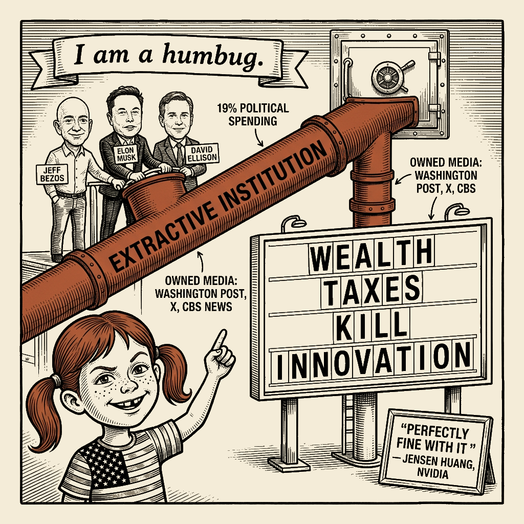 Political meme cartoon by Mimi Wright-Fubar: Who Paid for the Sign?