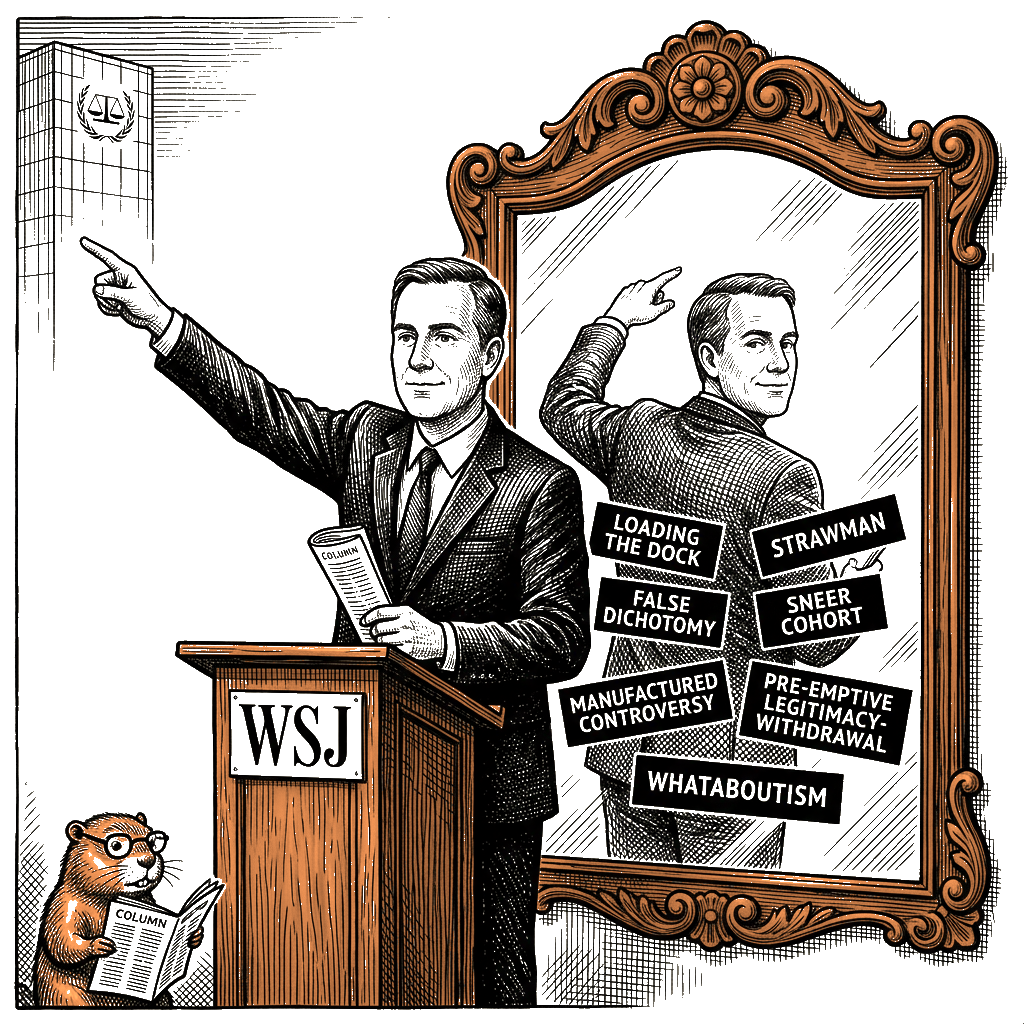 Editorial cartoon by Hector Rentier: Seven Techniques, One Verdict