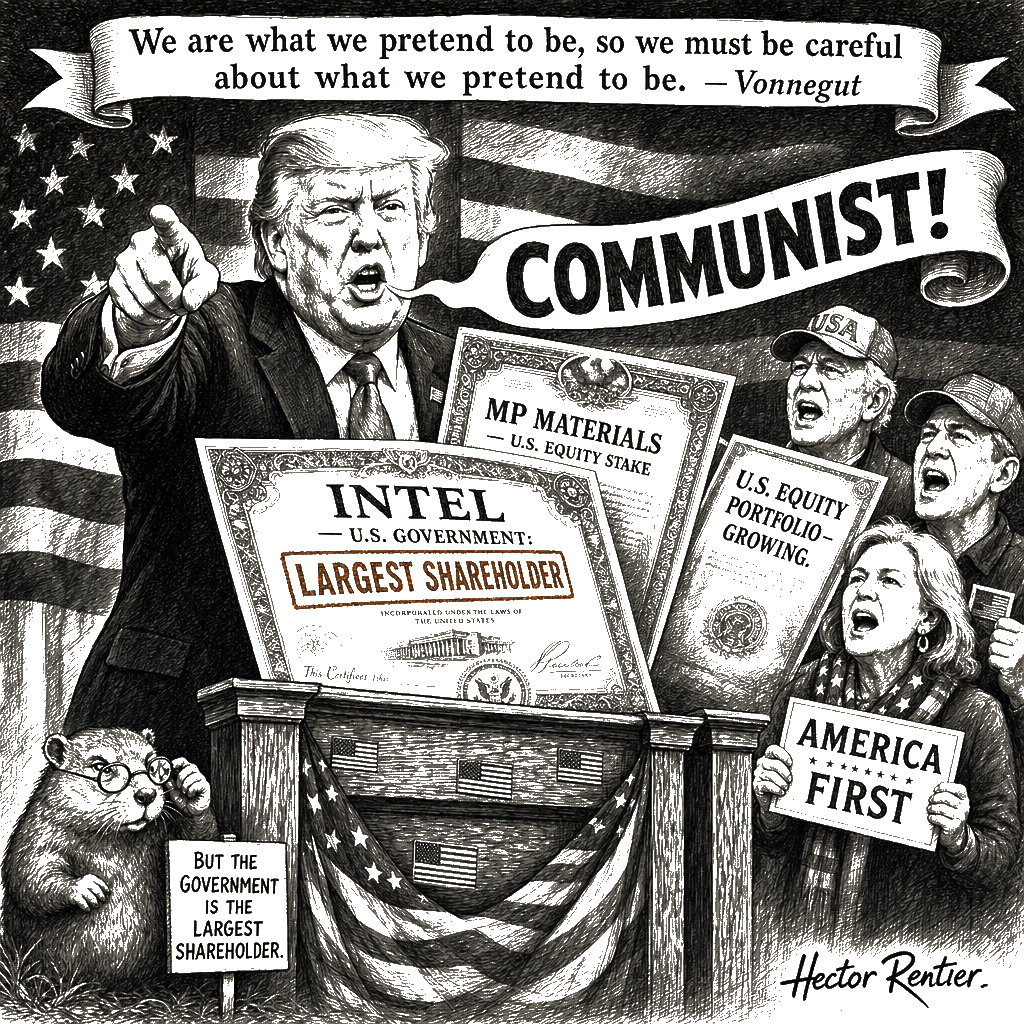 Editorial cartoon by Hector Rentier: The Anti-Communist Owns the Company