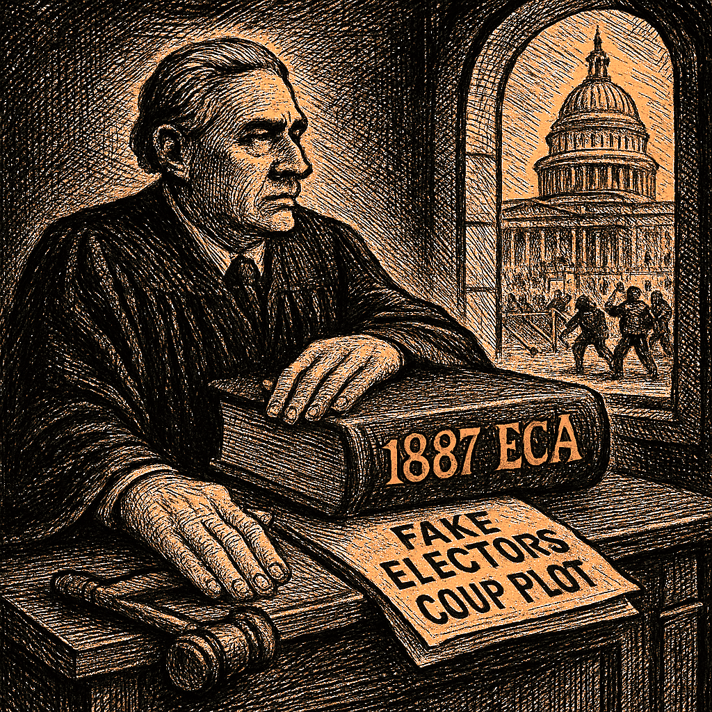 Editorial cartoon by Hector Rentier: The Arizona Bench’s Institutional Deference Is a Conspiratorial Weapon
