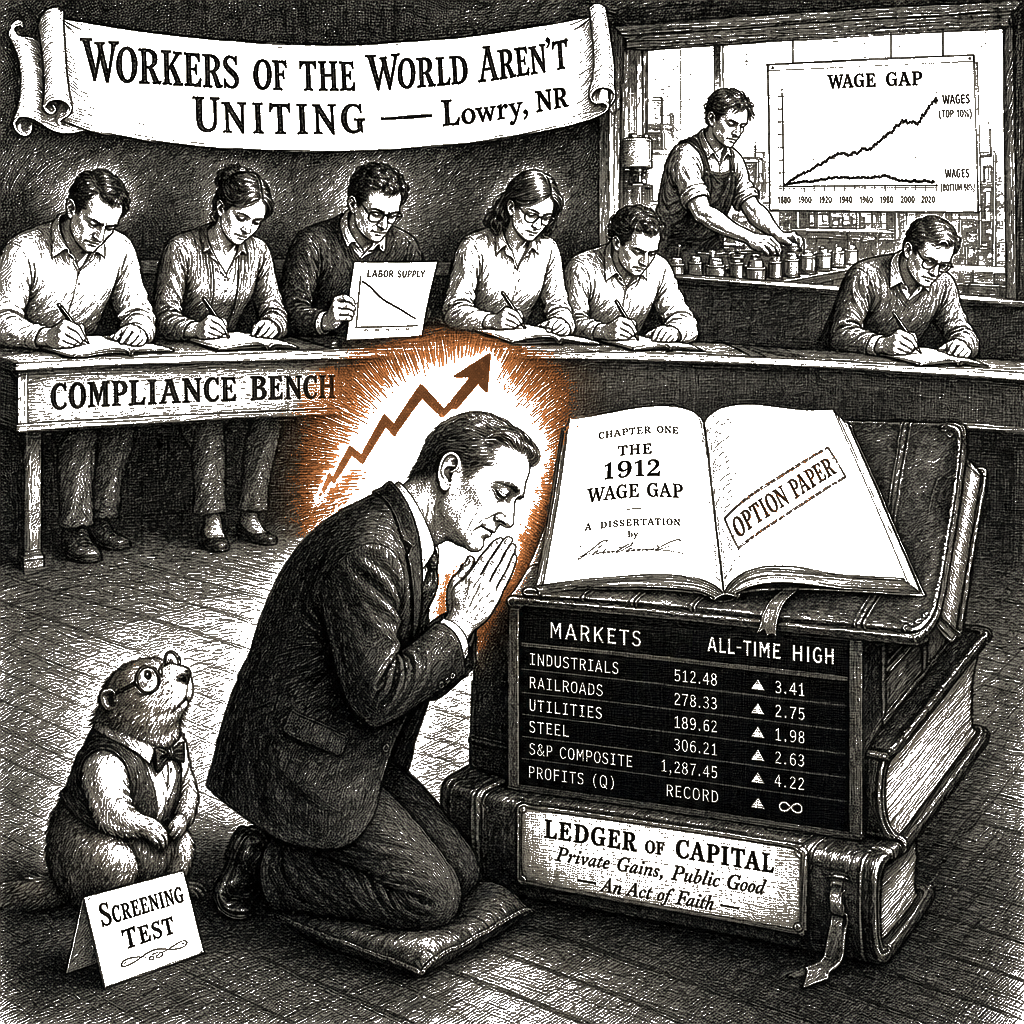 Editorial cartoon by Hector Rentier: The DSA Is a Personnel File I Write Every Spring