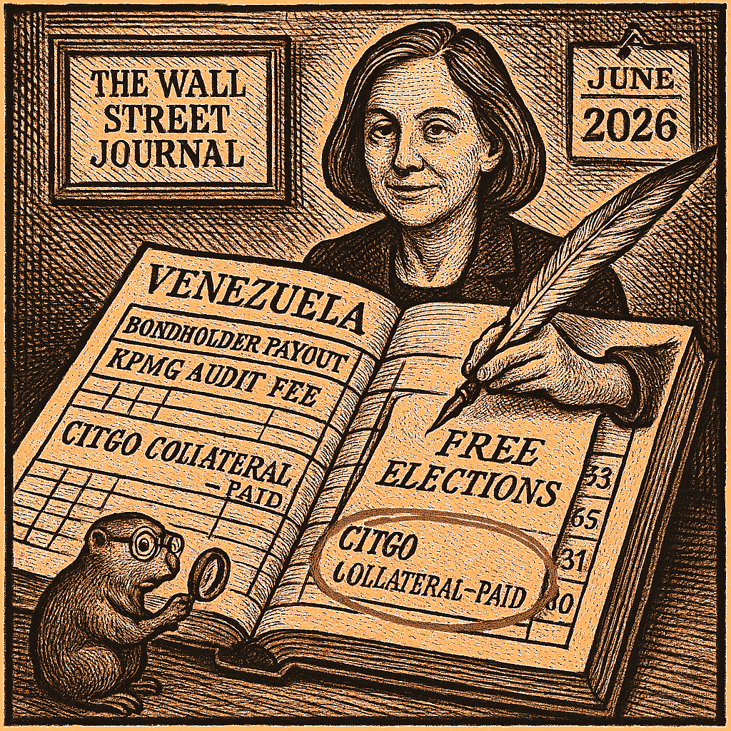Editorial cartoon by Hector Rentier: The WSJ's Democracy Is Open for Bondholders Only