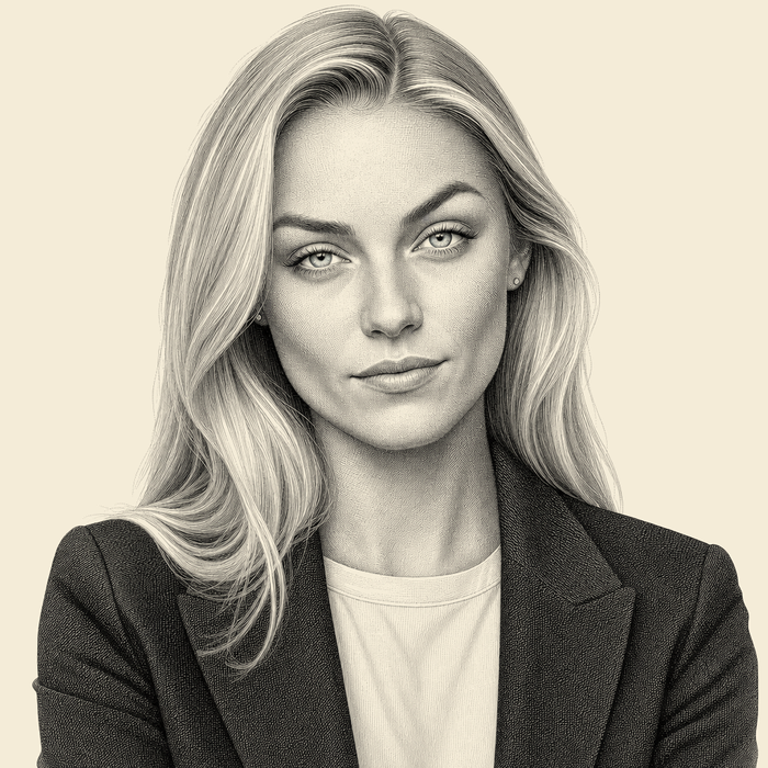 Engraved portrait of Carla Marks
